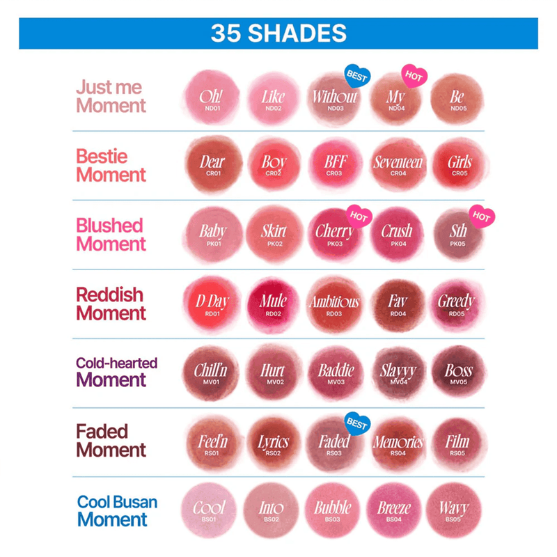 FWEE Lip & Cheek Blurry Pudding Pot - 35 Shades (5g) COLOUR SHADES