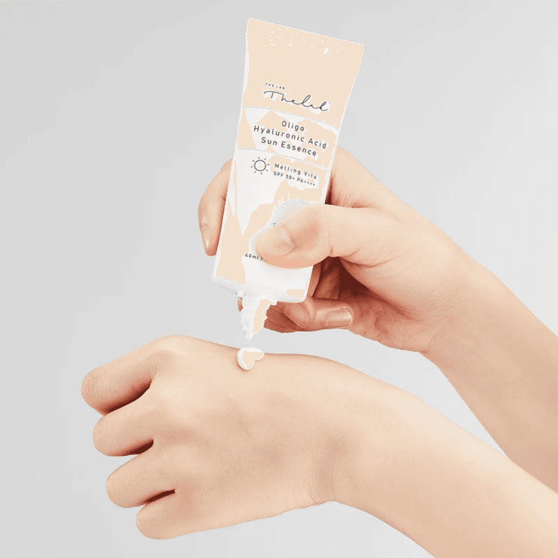 THE LAB Oligo Hyaluronic Acid Sun Essence on the skin