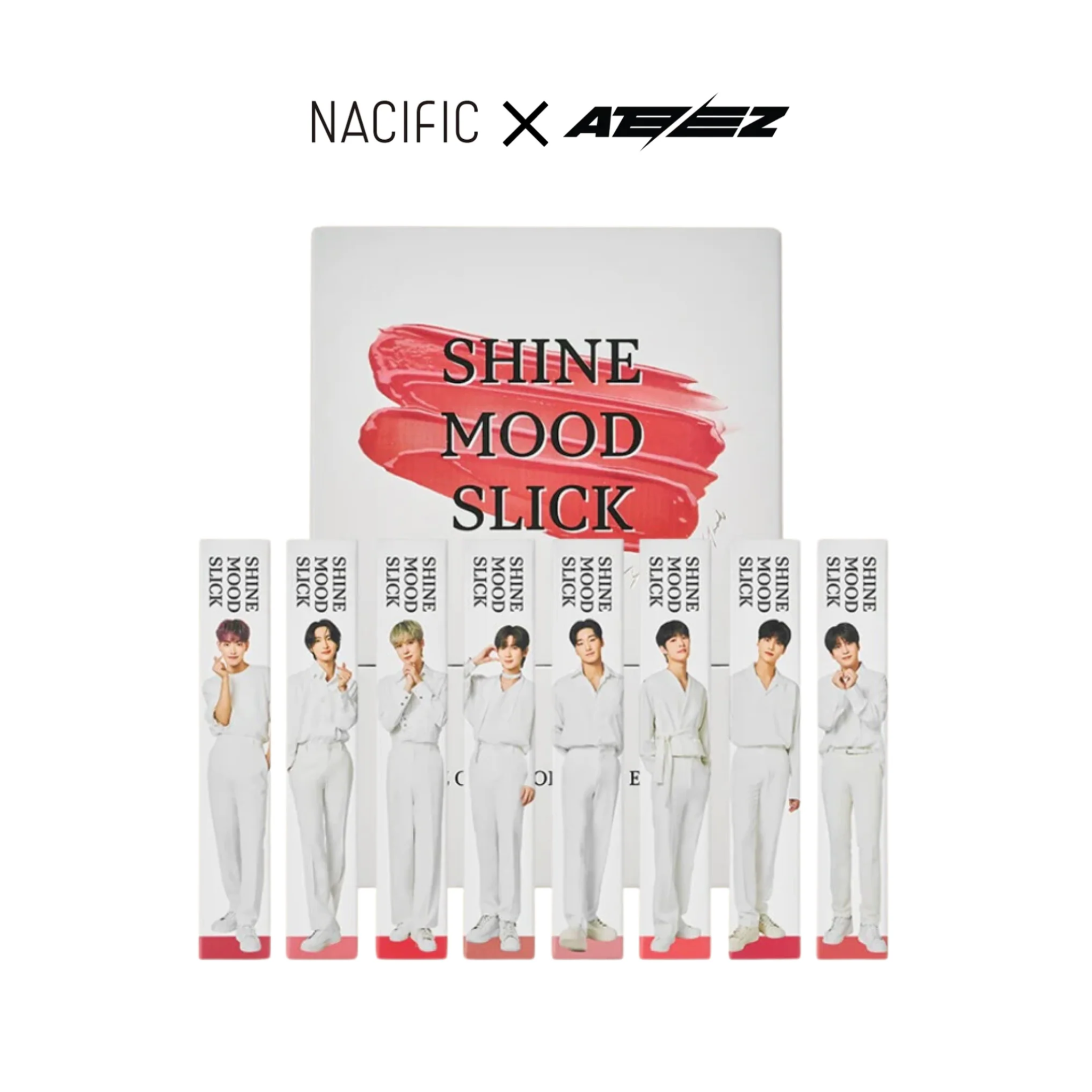 NACIFIC X ATEEZ Shine Mood Slick Lip Tint Set + Four Cut Photocards (Blossom)