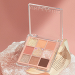 Glitterpedia Eye Palette - N°3 All of Coral Pink in pink background