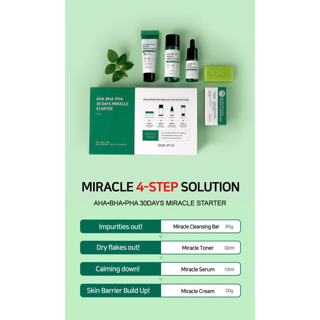SOME BY MI AHA-BHA-PHA 30 Days Miracle Starter Kit (4 items) Benefits and how to use