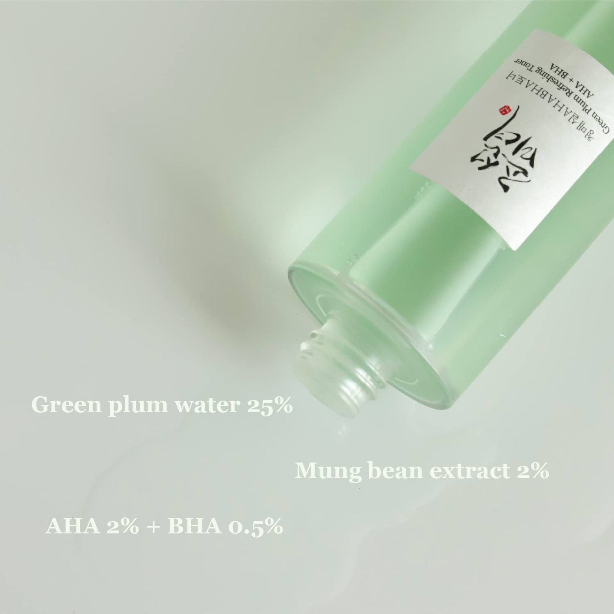 BEAUTY OF JOSEON Green Plum Refreshing Toner : AHA + BHA (150ml) Texture and Ingredients