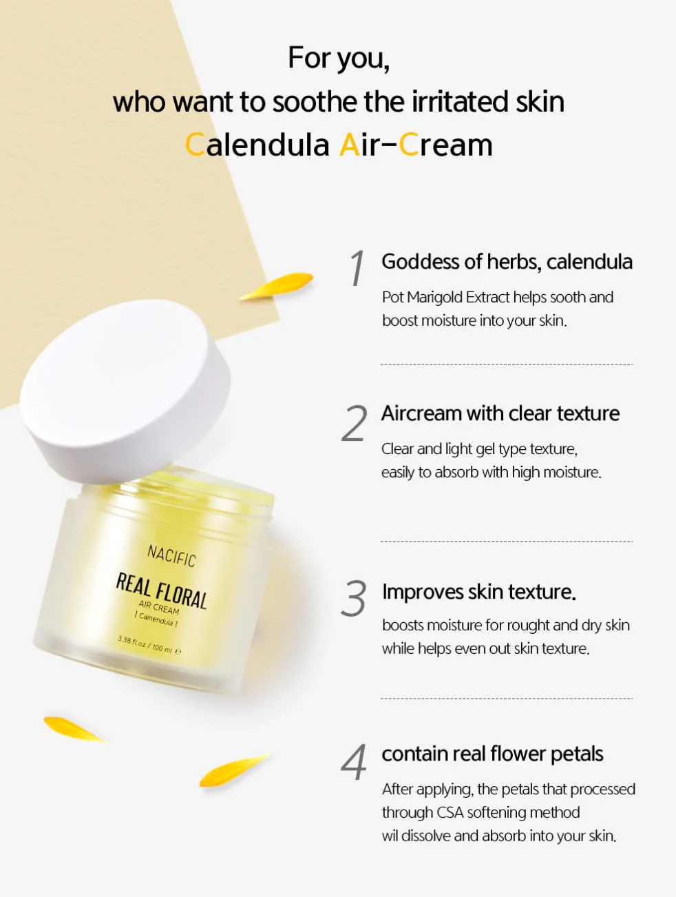 NACIFIC Real Floral Calendula Air Cream (100ml) benefits